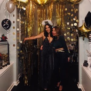 ASTR the label shimmering black jumpsuit